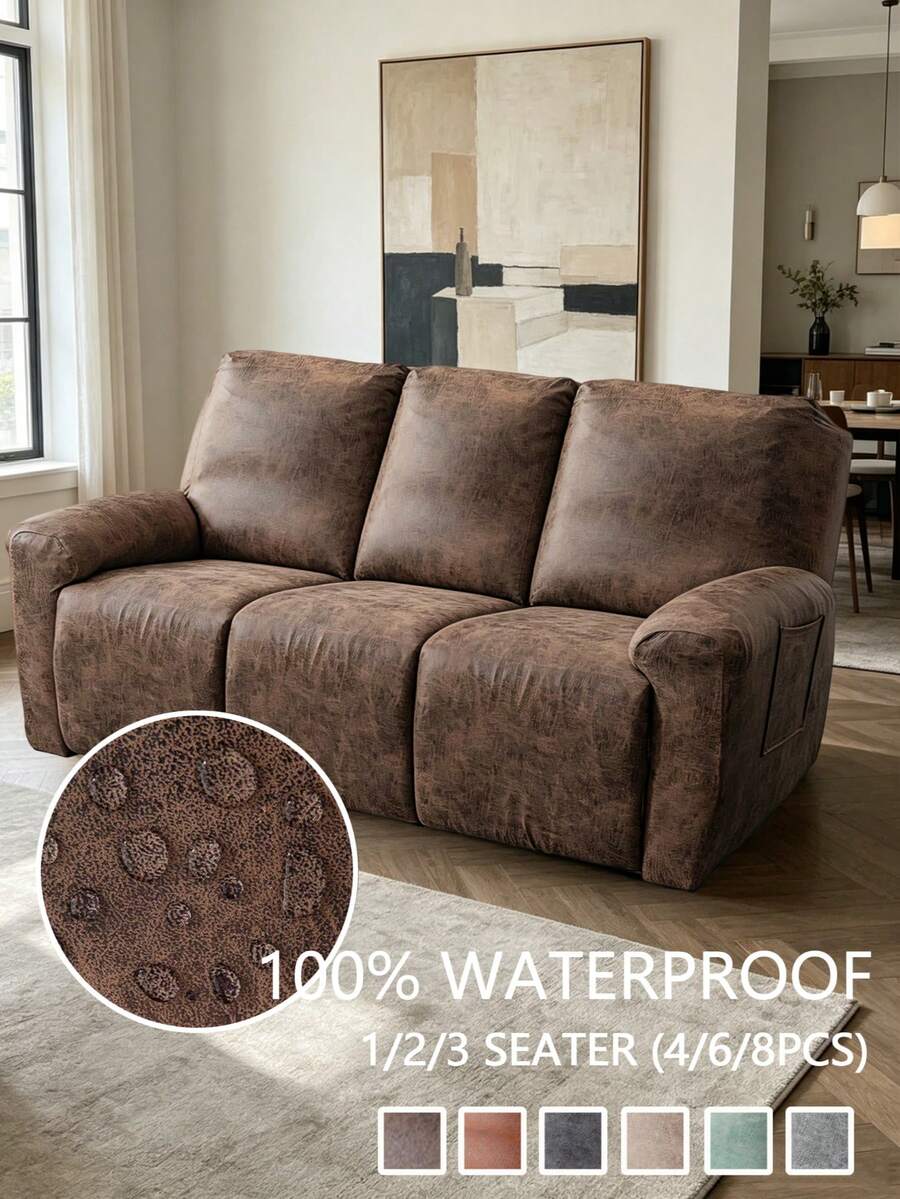 Bộ bọc ghế sofa 3 chỗ ngồi chống thấm nước 100% cho phòng khách, ghế thư giãn, ghế bành, bọc ghế dài co giãn, bọc đồ nội thất. - Nhiều màu - Xem 1