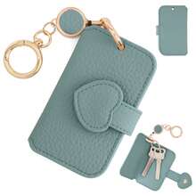 Retractable Key Chain, Key Holder, Cute Heart-Shaped Design, Bag Pendant, Prevent Keys From Falling, High-Quality PU Leather - Multicolor - View 9