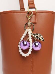1pc Cherry Glass Pearl Wallet Charm/Keychain, Handbag Accessory - Cherry Keychain Charm, Cute Gift For Women - Multicolor - View 21