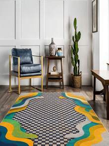 Modern Round Washable Non-Slip Area Rug – Thin Soft Living Room Carpet, Kitchen Rug & Runner, Home Decor Rug - Multicolor - View 2