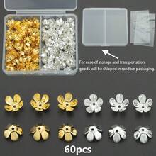 60 chiếc nắp chụp hoa 8mm, hạt đệm hợp kim, nắp chụp hoa, miếng đệm hạt, hạt vòng tay, dây chuyền & bông tai dùng để làm đồ trang sức DIY. - Mũ đính hoa - Xem 9