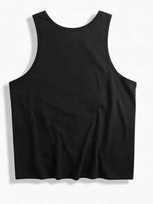 Men's Tank Top | Men's 100% Cotton Graphic Tank Top | Summer Crew Neck Sleeveless Tank Top, Fashion Casual Street Style - màu đen - Xem 4