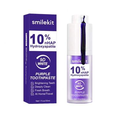 1pc 10% Hydroxyapatite-9D Purple Toothpaste, Mint Flavor Purple Toothpaste, Deep Cleaning, Whitening, Oral Care, Daily Use Cleaning Toothpaste