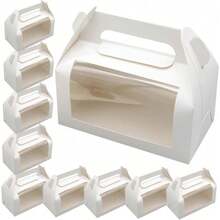 Set de 10 cajas de embalaje para rollos de pastel con ventana, adecuadas para galletas y magdalenas en fiestas y eventos - Ver 10