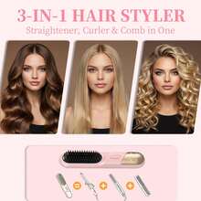 Wireless Hair Straightener - 4 Temperature Settings, Portable USB Charging, Suitable For Travel, Suitable For All Hair Types, 2000mAh Battery Capacity - Multicolor - View 3