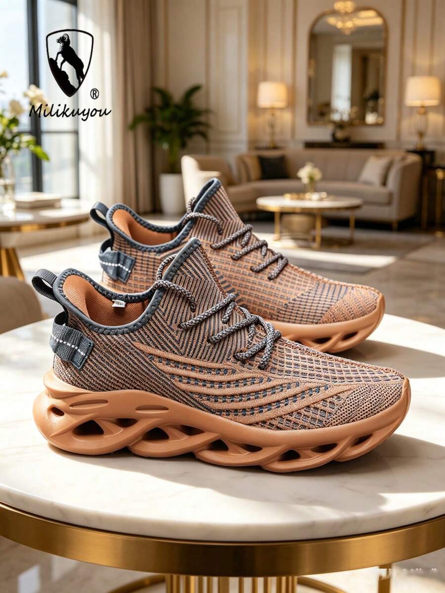 2025 Printemps/Été Nouvelles chaussures de sport légères et respirantes, baskets décontractées pour l'extérieur, chaussures de course, chaussures de randonnée confortables, semelle extérieure en composé MD + arête-de-poisson, antidérapante, douce et confortable, design à motif asymétrique aléatoire