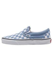 Vans 男女通用经典款棋盘格帆布鞋，低帮休闲一脚蹬运动鞋 VN000BVZDSB，2026 夏季新款 - 藍白色 - 查看 1