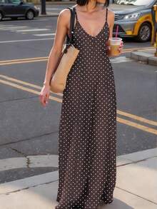 Vestido de tirantes con estampado de leopardo de moda de verano para mujer - Marrón - Ver 3