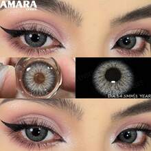 AMARA 1對灰藍色年戴彩色隱形眼鏡 14.5mm 灰色染飾鏡片 萬聖節妝容適用 - SERIBA-GRAY - 查看 3