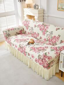 1pc Slip-Resistant Elastic Decorative Sofa Cover, Milk Silk Fabric Floral Print Skirt Design, Fit For Single/Double/Three/Four Seater Sofa, Pet-Friendly, Colorful, Suitable For Spring/Summer/Autumn/Winter - Multicolor - View 6