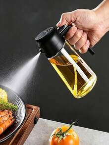 1pc Large Capacity Glass Olive Oil Spray Bottle With Green Cap, Automatic Spraying Function, Suitable For Kitchen And Dining Table, Tableware Accessory | Modern Kitchen Utensil | Durable Glass Olive Oil Dispenser - View 6