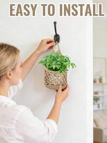 1/2/3 Peças Vaso Suspenso de Planta Interna, Adequado para Plantas de até 10 cm, Suporte de Parede para Plantas Internas, Vaso Suspenso de Parede Interno, Plantas Suspensas - Bege - Visão 6
