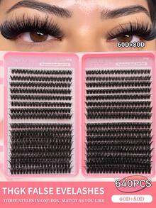 640/624/608/590/384/320片装 D型卷翘扇形假睫毛 30D+40D+60D+80D 混合款 8-16mm 精致蓬松柔软轻盈可重复使用 DIY 假睫毛套装，适合初学者、日常妆容、婚礼、派对、节日、万圣节等场合。 - D - 查看 18