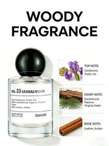 RISNOW NO.33 Perfume EDP Women's Perfume, 50ml (5ml Test Tube Dispenser For Free), Calm And Atmospheric Sandalwood With Gentle Violet/Cardamom, Suitable For Going Out On A Date/Attending A Meeting, Lasting 6-8 Hours, Exquisite Gift Box Packaging, Suitable For Giving To Family/Friends/Lovers As A Holiday/Birthday Gift - Gỗ & Đất - Xem 2