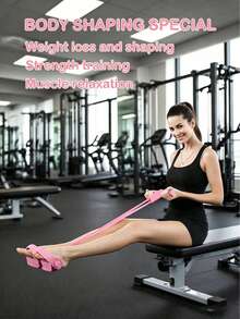 1pc Of Solid Pink 6-Tube Foot Pedal Resistance Band, NBR Foam TPE Sit Up Assistant, Portable Home Fitness Equipment For Abdominal Leg Workout.Resistance Band, Foot Pedal Resistance Band, Sit Up Assistant, Home Fitness Equipment, Abdominal Trainer, Leg Workout Equipment, Pull Rope Exerciser, Elastic Fitness Rope, Portable Workout Tool, TPE Resistance Band, NBR Foam Handle, 6-Tube Resistance Band, Pink Fitness Equipment, Home Gym Gear - Pink - View 3