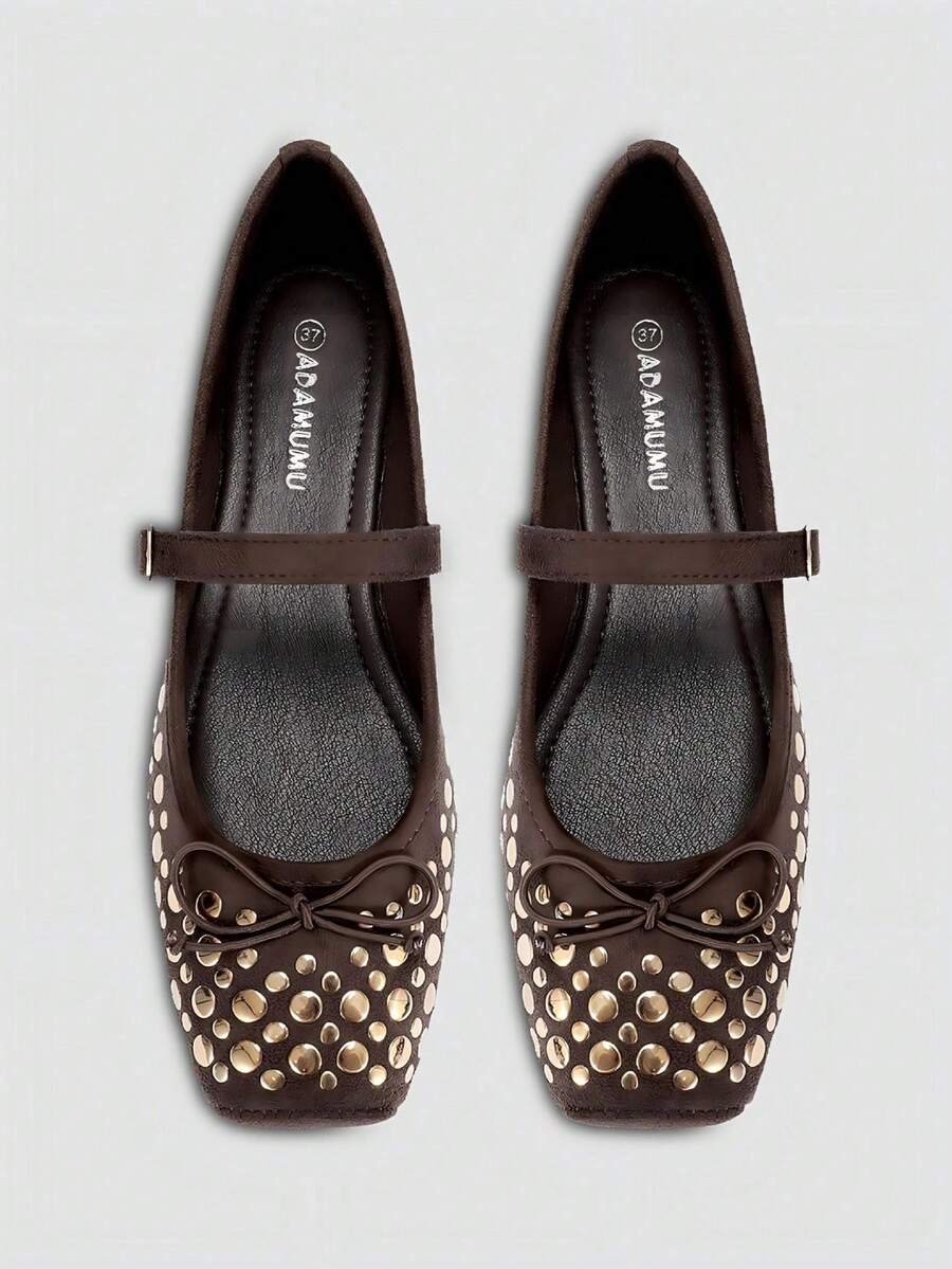 ADAMUMU New Women's High-End Fashion Comfortable Sequin Flat Shoes, Cute Suitable For Daily Wear, Spring/Summer Holiday - Mocha Brown - View 1