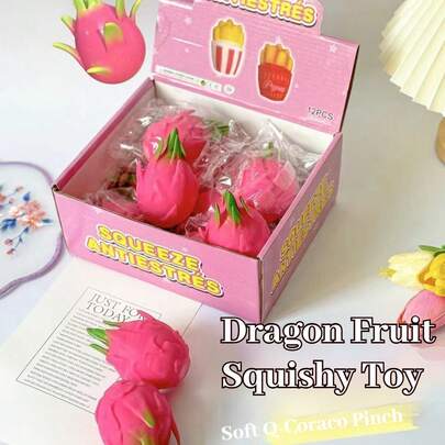 2026 New Realistic Dragon Fruit Squeeze Toy, Simulated Vegetable Squeezy Stress Relief Ball, Perfect Gift For Birthday, Holiday, Halloween, Christmas
