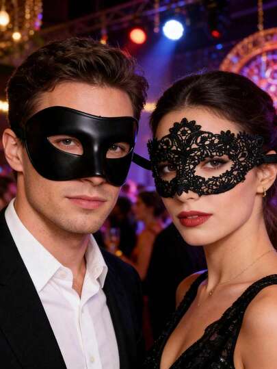 威尼斯主题派对面具（1个/2个装），情侣面具，性感蕾丝面具，酷炫面具，适合派对、节日、角色扮演爱好者、圣诞节、万圣节、狂欢节服装、浪漫化装舞会套装，男女通用，情人节礼物