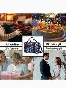 卡通恐龙休闲旅行包，大容量瑜伽游泳健身包，带干湿分离隔层，健身手提包 - 深藍色 - 查看 3