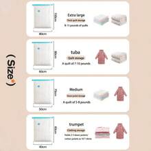 Vacuum Storage Bags, 20 Pack Compression Bags With Hand Pump, 80% Space Saving Seal Bags For Clothes, Bedding, Comforters, Pillows, Blankets, Reusable Air-Tight Vacuum Bags, Dustproof Moistureproof Storage Bags, Ideal For Home Closet, Wardrobe, Dorm Room, Apartment Organization, Travel Luggage Packing, Moving And Long-Term Storage, Household Essentials For Small Spaces - Màu xanh lam - Xem 2