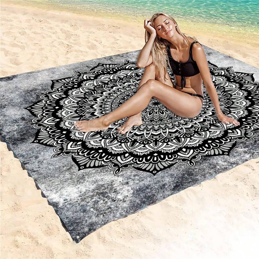 1 tấm chăn trải biển họa tiết Mandala phong cách Bohemian, cỡ cực lớn, nhẹ và bền. Lý tưởng cho du lịch, cắm trại và dã ngoại. Kích thước lớn dành cho người lớn. Hoàn hảo cho bãi biển và các hoạt động ngoài trời. - phong cách2 - Xem 1