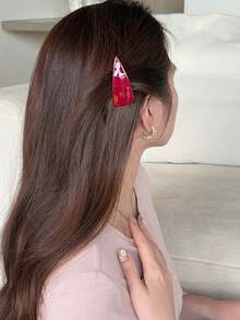 Retro Baddie Style Acetate Triangle Comb, Hair Clip Bangs & Flyaway Hair Styling Tool, Sweet & Cool Vibe Hair Accessory - Multicolor - View 4