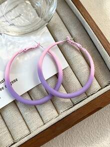 1 Pair Elegant Minimalist Versatile Purple Hoop Earrings, Suitable For Women To Wear In Any Occasion, Great Gift For Lover - Mauve Purple - View 5
