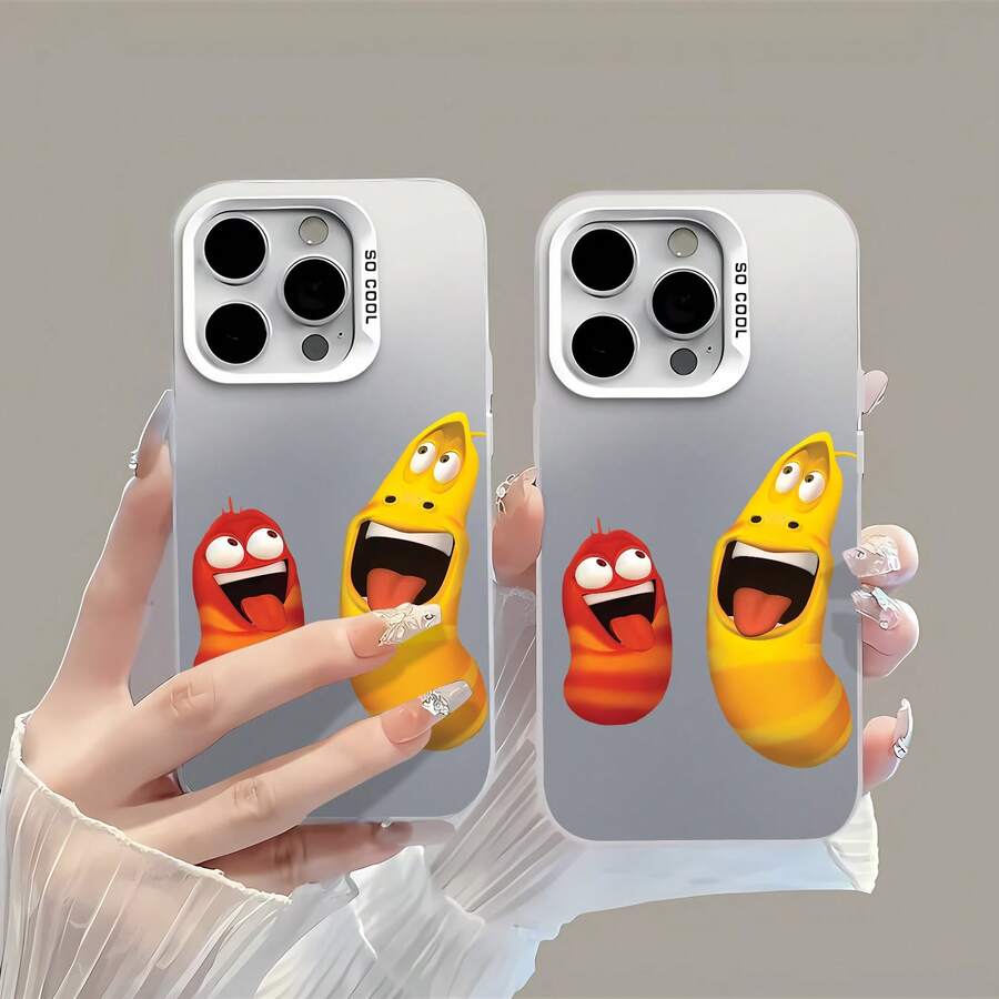 Gusanos divertidos, amarillos y rojos, con forma de .funda de teléfono Fundas compatibles con ,Apple,VIVO,OPPO,,, y Honor.Fabricadas en silicona TPU,ofrecen protección contra golpes y caídas. - Blanco - Ver 1