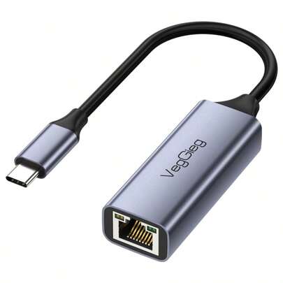 VegGieg USB 2.0 100Mbps 无线网络适配器，即插即用，Type-C/USB 转 RJ45 铝合金外壳，以太网转换器，兼容笔记本电脑、台式机、交换机