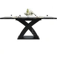 Extendable Dining Table, Dining Table, Kitchen Table, Balcony Table, Wooden Dining Table, Extendable Dining Table, 120–160 Cm, Seats Up To 6 People, Black - Black - View 2
