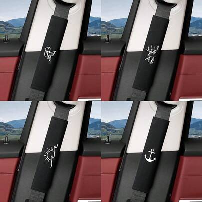 1件装汽车安全带肩垫套，刺绣柔软舒适肩垫，通用汽车装饰，适用于居家、公路旅行、聚会、汽车内饰配件