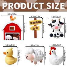 6 piezas Decoraciones para pasteles con lindos animales de granja, incluye vaca, pollito y granero, adecuado para decoraciones de fiesta de cumpleaños, baby shower, suministros de repostería, fiesta con tema de granja | Decoraciones para pasteles, artículos para fiestas, celebración de cumpleaños, accesorios universales para pasteles de fiesta - multicolor - Ver 3