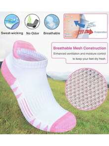 5/10/20 Pairs Women Sports Ankle Socks, Compression Running Socks, Comfortable & Soft - Multicolor - View 3