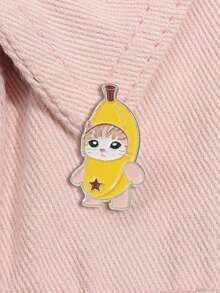 1 Peça Broche de Esmalte Engraçado de Gato Banana, Estilo Fofo e Adorável de Amante de Gatos, Adequado para Proprietários de Gatos e Entusiastas da Cultura de Memes para Usar em Sacolas de Lona, Também um Presente Excêntrico para Amigos Amantes de Gatos - Multicolorido - Visão 4