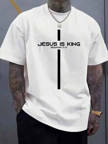Men Summer Fashion-Shirt Jesus Is King Graphic Print Casual Crew Neck Short Sleeve Lightweight Fabric Washable Tee Shirts Western Men Clothes Camisas Para Hombre Graphic Tees Women Clothes Summer Tops Summer Clothes Graphic Tees - 白色 1 - 查看 5