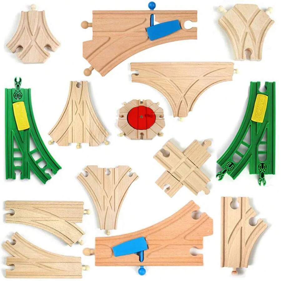 Nueva intersección estrella tren de madera accesorios ferrocarriles toda la marca de juego de vía de madera juguetes educativos para niños - VIOLETA/Violeta - Ver 1