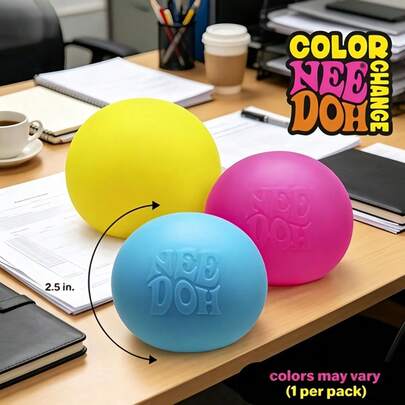 Schylling Pelota antiestrés que cambia de color de 2.5 pulgadas, 1 paquete de juguete suave y apretable, juguete antiestrés que cambia de humor para aliviar la ansiedad, equipo de camping y diversión al aire libre