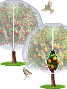 7.8 X 7.8 Ft Large Fruit Tree Netting Cover With Zipper And Drawstring Garden Insect Netting Plant Cover Transparent Bird Plant Barrier Flower Fruit Mesh Screen For Preventing Deer Squirrel Bug - One Size Fits All - View 11