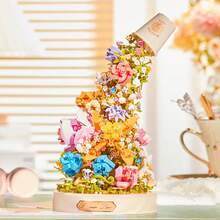 1070pcs Handmade Flower Waterfall - Butterfly Flower Sea, Floral Decor Craft Animal Model Building Blocks With Dust Cover, Ideal Gift For Valentine's Day, Christmas, Birthday - Multicolor - View 6