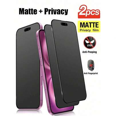 2片装磨砂隐私屏幕保护膜，适用于 17 Pro Max [6.9英寸]，防窥隐私配件，防眩光防指纹，兼容手机壳，易于安装，无气泡，触感顺滑，适用于 17 Pro Max/17 Pro/17 Air/16/15/14 Plus/13 Mini/12/11系列，日常、办公和家庭使用必备屏幕保护，防窥、防水、防震、防刮。