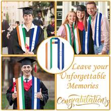 1PC Custom Mixed Country Flag Graduation Sash- Personalized Name Graduation Graduation 2026 Gift - Personalized Graduation Sash With Photo Text - Graduation Ceremony Gifts For Unisex Adults 72" Long - Style 04 - 查看 7