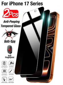 Yezodawee 2片防刮防窺鋼化玻璃螢幕保護貼，適用於 iPhone 17 16 15 14 13 12 11 Pro XR X XS Plus，全螢幕覆蓋，抗指紋，適合週年慶與春節禮物 - 黑色 - 查看 13