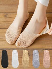 1/5/10 Pairs Spring And Summer Women's Student Skin Friendly Breathable Elastic Not Loose Hollow Out Not Falling Off And Cool Not Stuffy Boat Socks - Multicolor - View 2