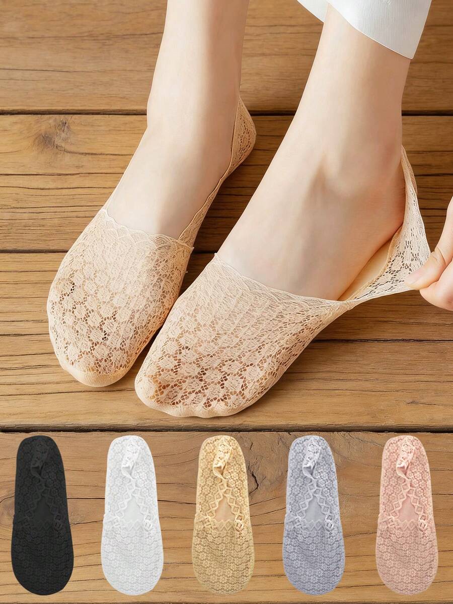 1/5/10 Pairs Spring And Summer Women's Student Skin Friendly Breathable Elastic Not Loose Hollow Out Not Falling Off And Cool Not Stuffy Boat Socks