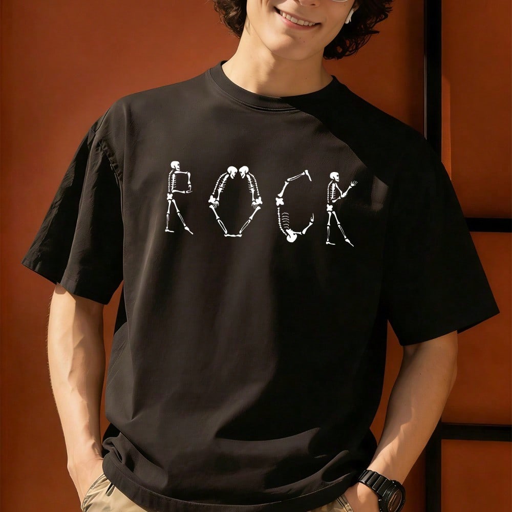 Camiseta divertida con diseño de banda de rock, 100% algodón, corte holgado, ideal para primavera. Camiseta divertida para hombre, ropa urbana para