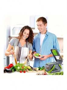 1件套多功能洋葱切碎器、蔬菜切碎器、食物处理器，带漏斗、胡萝卜和大蒜切碎器及容器，厨房工具，适合家庭/餐厅快速切碎洋葱 - 白色 - 查看 8
