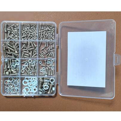 250pcs Screw, Bolt, Nut Assortment Kit - M3x8, M3x10, M4x12 Flat Head Self-Tapping Screws, M3x10, M4x12, M5x16 Countersunk Self-Tapping Screws, M3/M4/M5 Screws & Nuts, M3/M4/M5/M6 Flat Washers, M3/M4/M5/M6 Spring Washers, Home Hardware Fastener Box Set