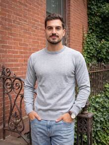 Men's Premium Knitting Sweater Long Sleeve Round Neck Sophisticated Timeless - 灰色 - 查看 1