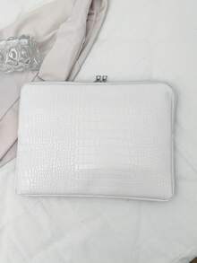 Solid Color Floral Minimalist Luxury Multi-Size Notebook, Tablet, Laptop Sleeve Laptop Case Laptop Bag Computer Case For Women Computer Bag Portable Laptop Cover Travel Essentials - White - View 6