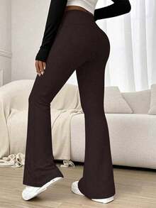 Quần yoga ống loe cạp cao, quần bó sát co giãn dành cho thể thao, chạy bộ, tập thể dục, thoáng khí, nhanh khô, quần tập luyện mùa xuân dành cho nữ. - màu nâu - Xem 5